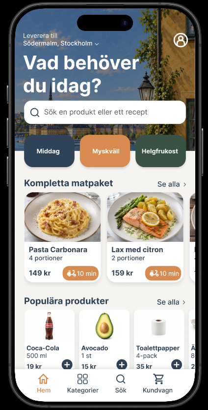 Matappens färdiga mobilvy