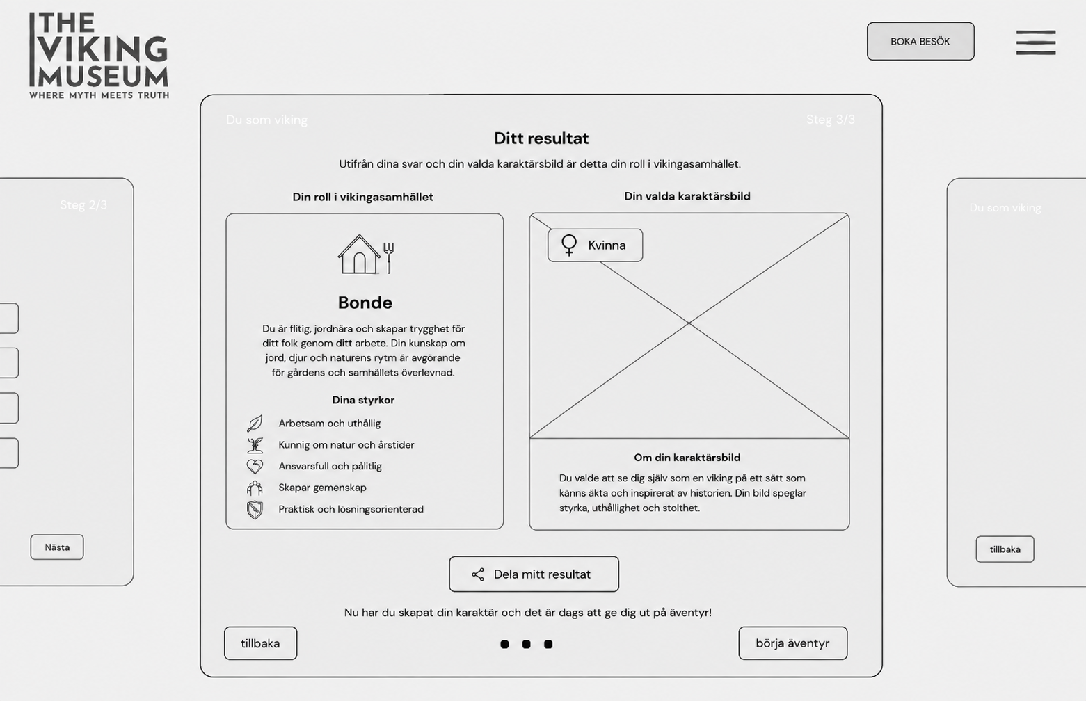 Wireframe för det färdiga karaktärsresultatet